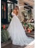 Off Shoulder White Lace Tulle Beaded Wedding Dress